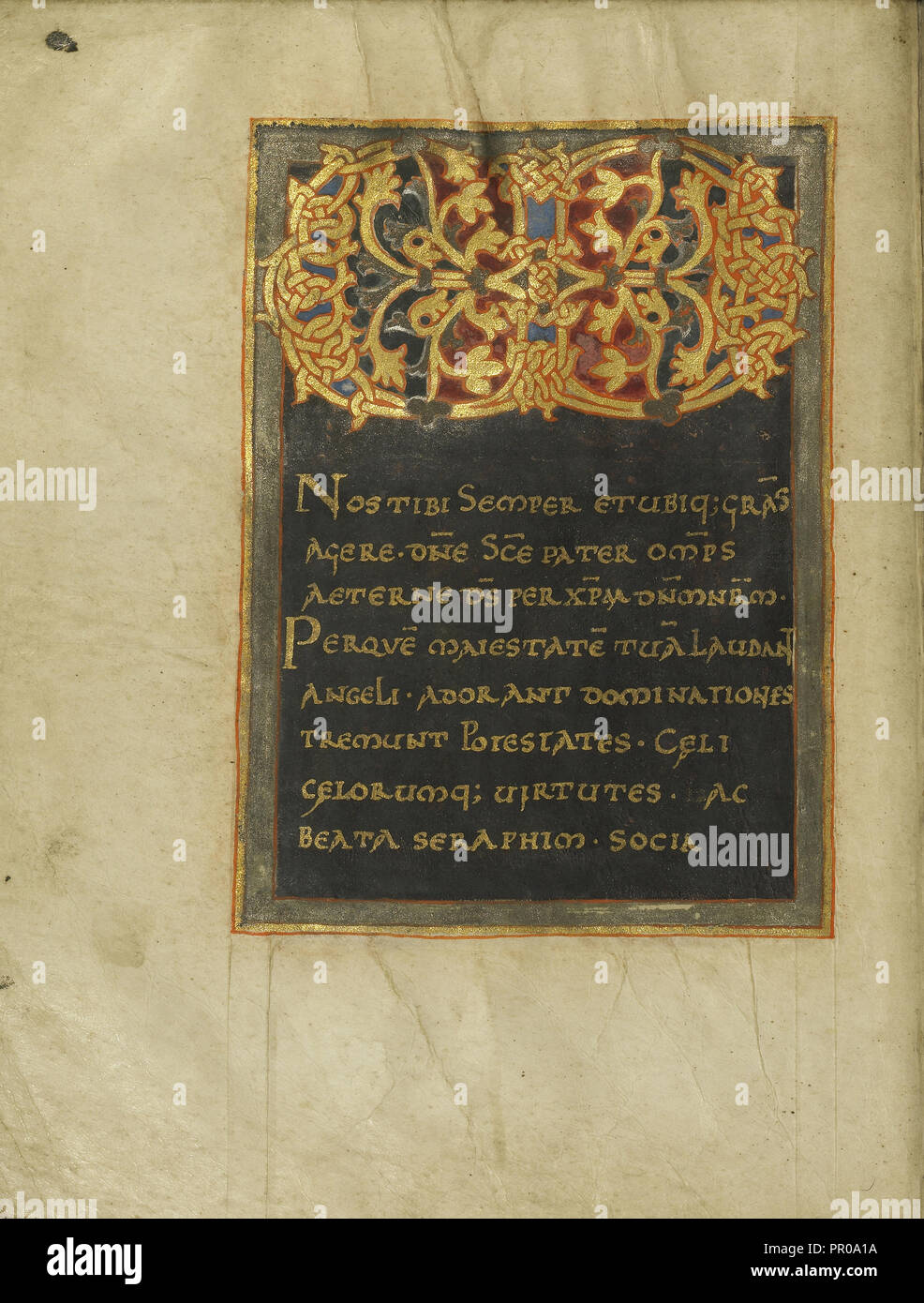 Ornamented Monogram VD; Beauvais, probably, France; first quarter of 11th century; Tempera colors, gold, silver, and ink Stock Photo