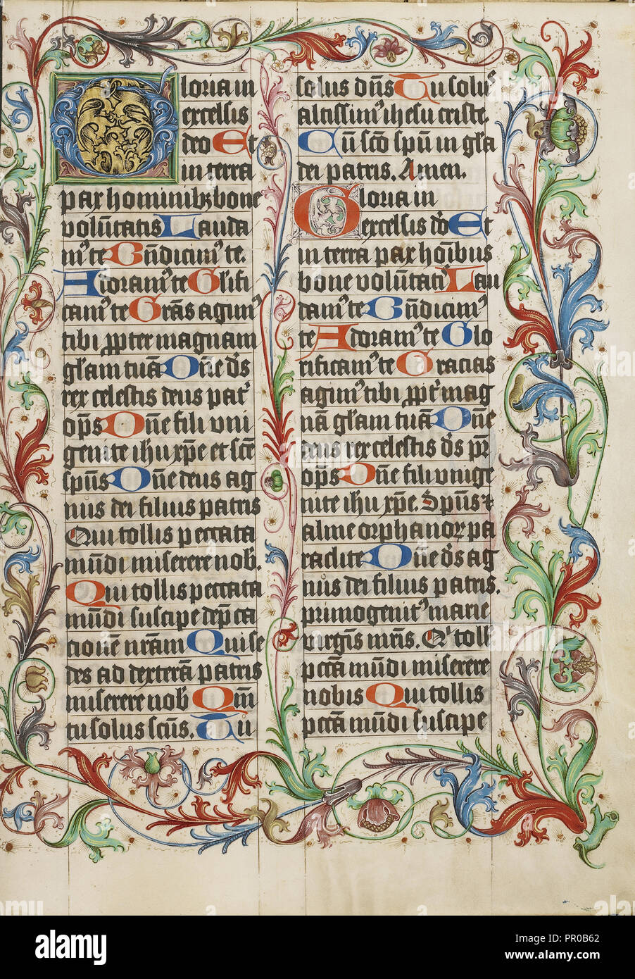 Decorated Initial G; Westphalia, Germany; about 1500 - 1505; Tempera colors, gold paint, and ink on parchment; Leaf: 38.7 x 27.9 Stock Photo