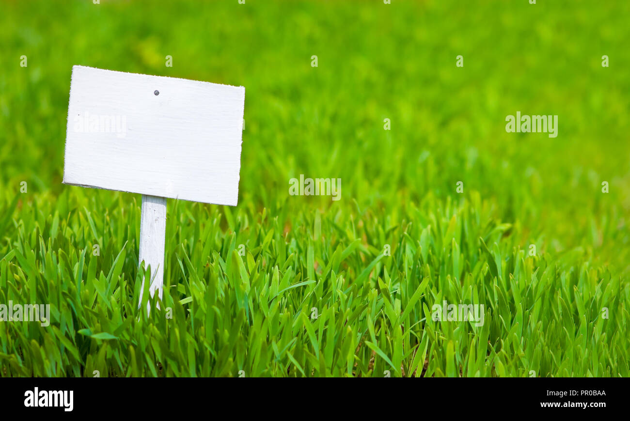empty sign on green grass Stock Photo