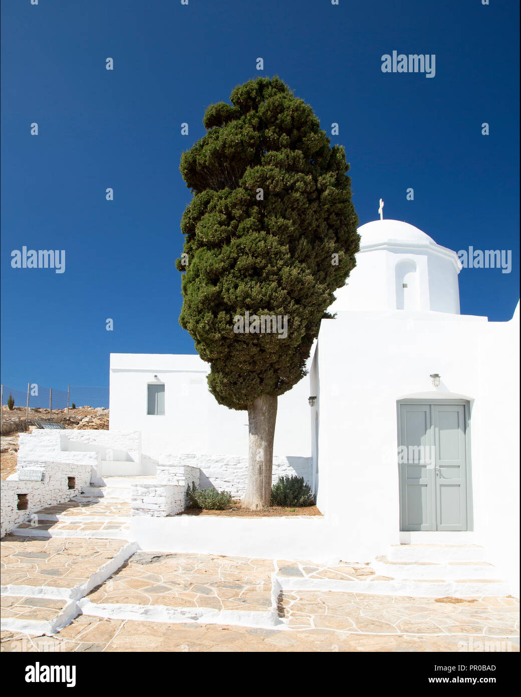 Agios Andreas Greek Orthodox church on the Greek island of Sifnos Stock Photo