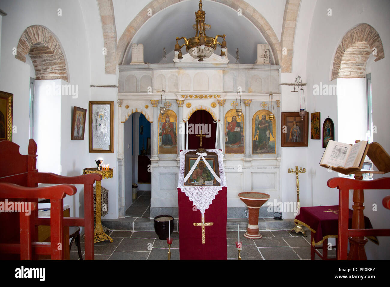 Interior of the church of Agios ANdreas on the Greek island of Sifnos Stock Photo