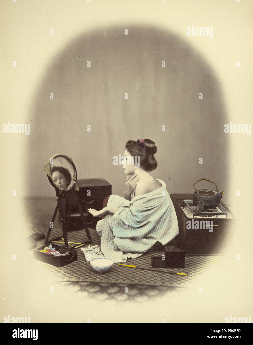 Woman Using Cosmetics; Felice Beato, 1832 1909, Japan; 1866 1867