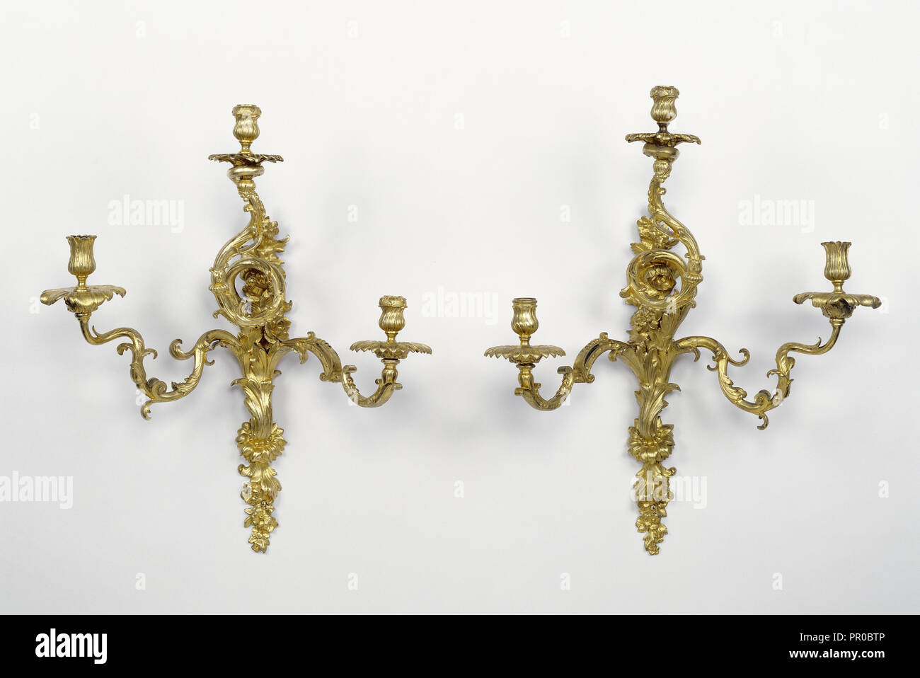 Pair of Wall Lights; Attributed to André-Charles Boulle, French, 1642 - 1732, master before 1666, Paris, France; about 1715 Stock Photo