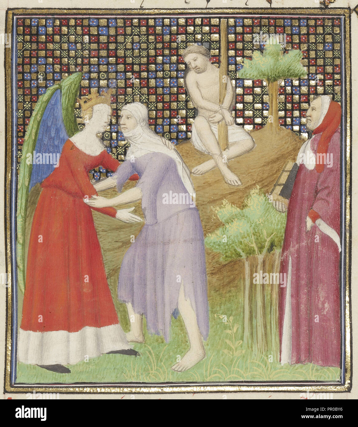 The Struggle between Fortune and Poverty; Boucicaut Master and workshop, French, active about 1390 - 1430, Paris, France Stock Photo