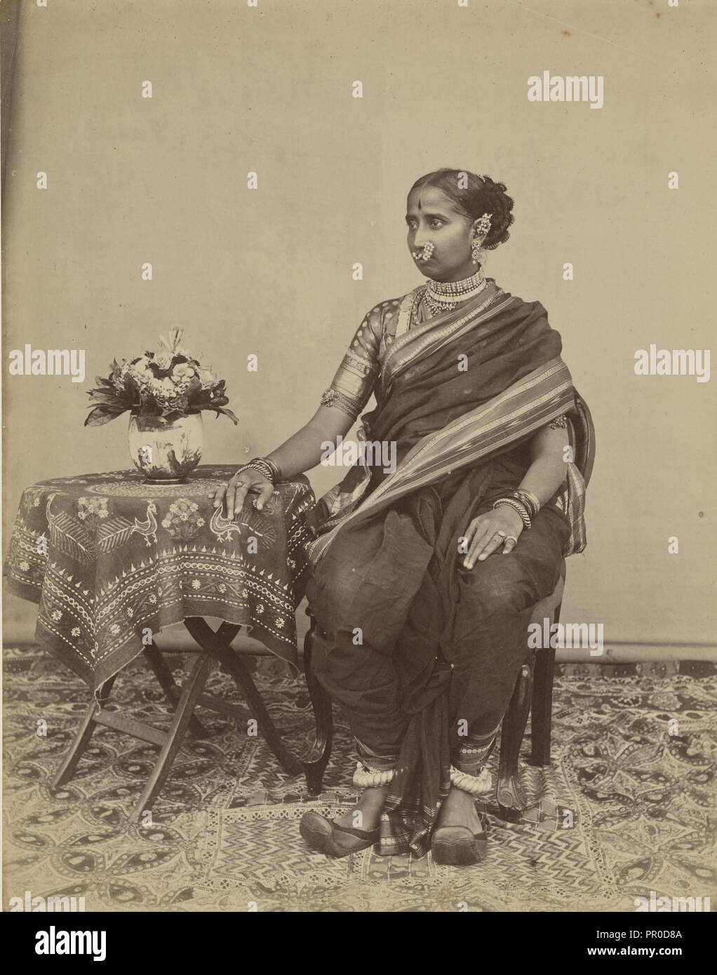 Wife of 1st Class Sirday - Pause BoC.S; India; 1886 - 1889; Albumen silver print Stock Photo