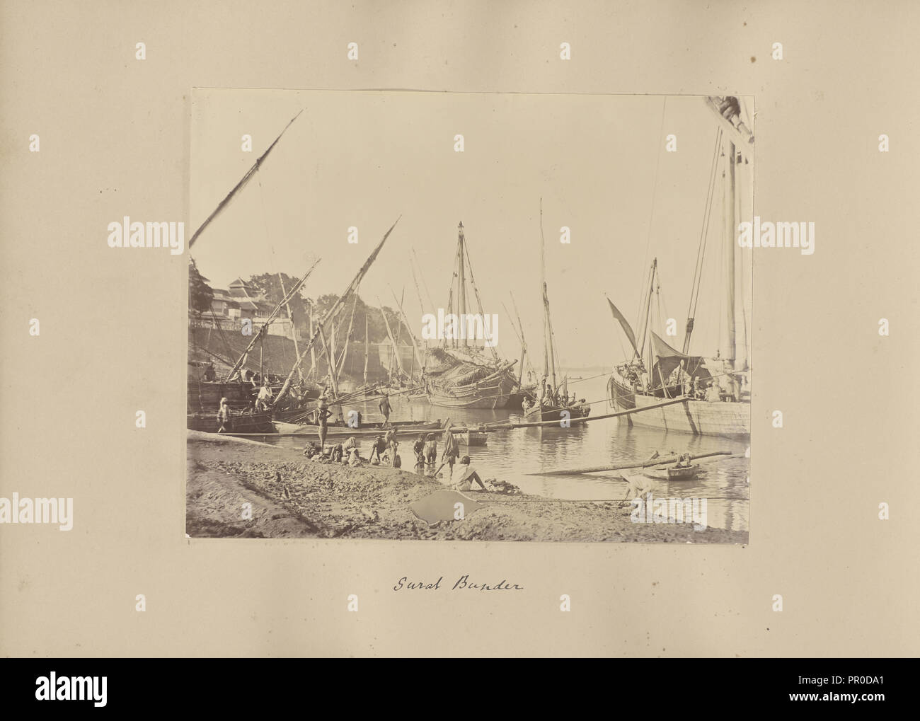 Surat Bunder; India; 1886 - 1889; Albumen silver print Stock Photo