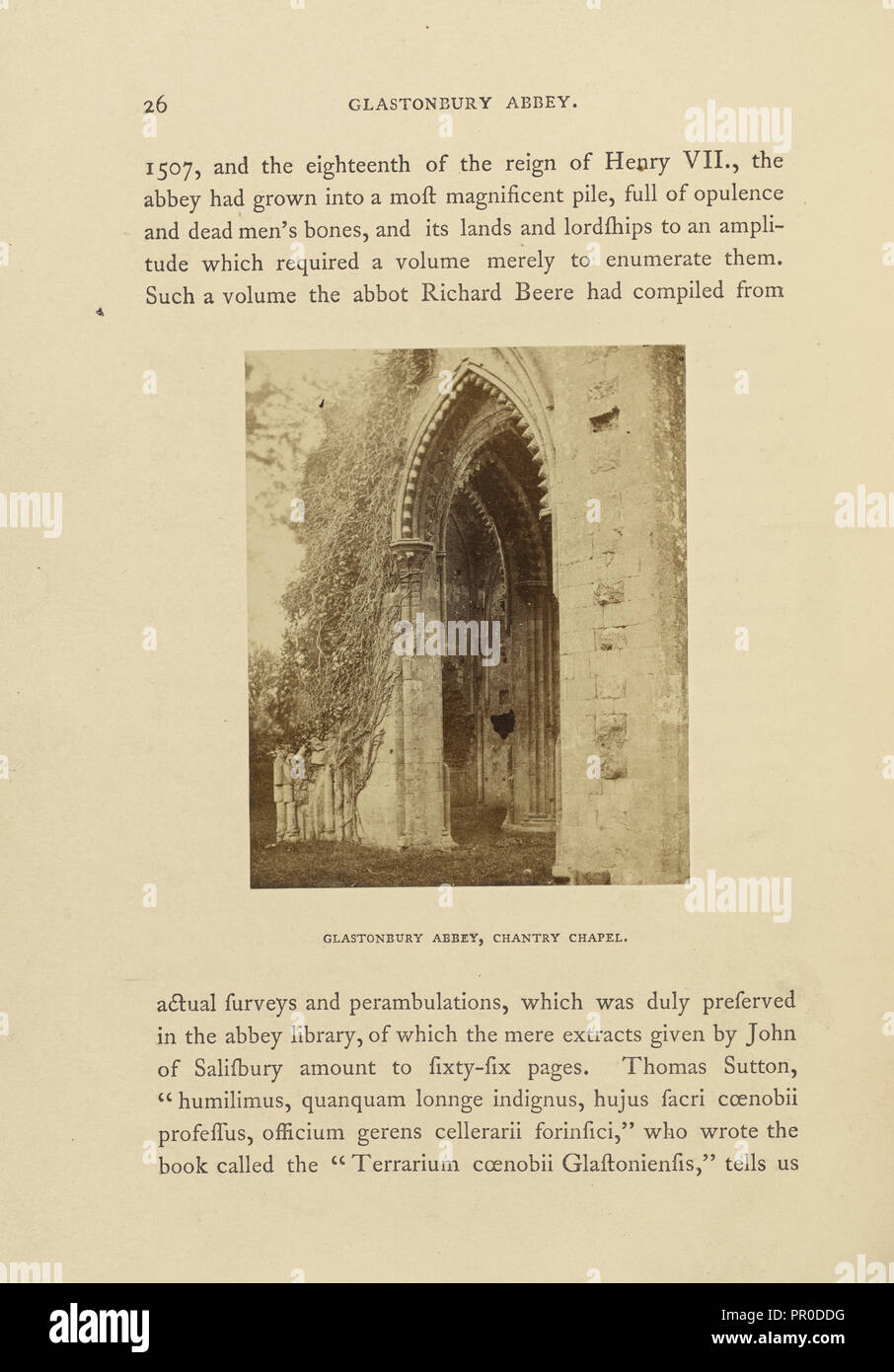 Glastonbury Abbey; Chantry Chapel; W.R. Sedgfield, English, 1826 - 1902, Glastonbury, Somerset, England; 1862; Albumen silver Stock Photo
