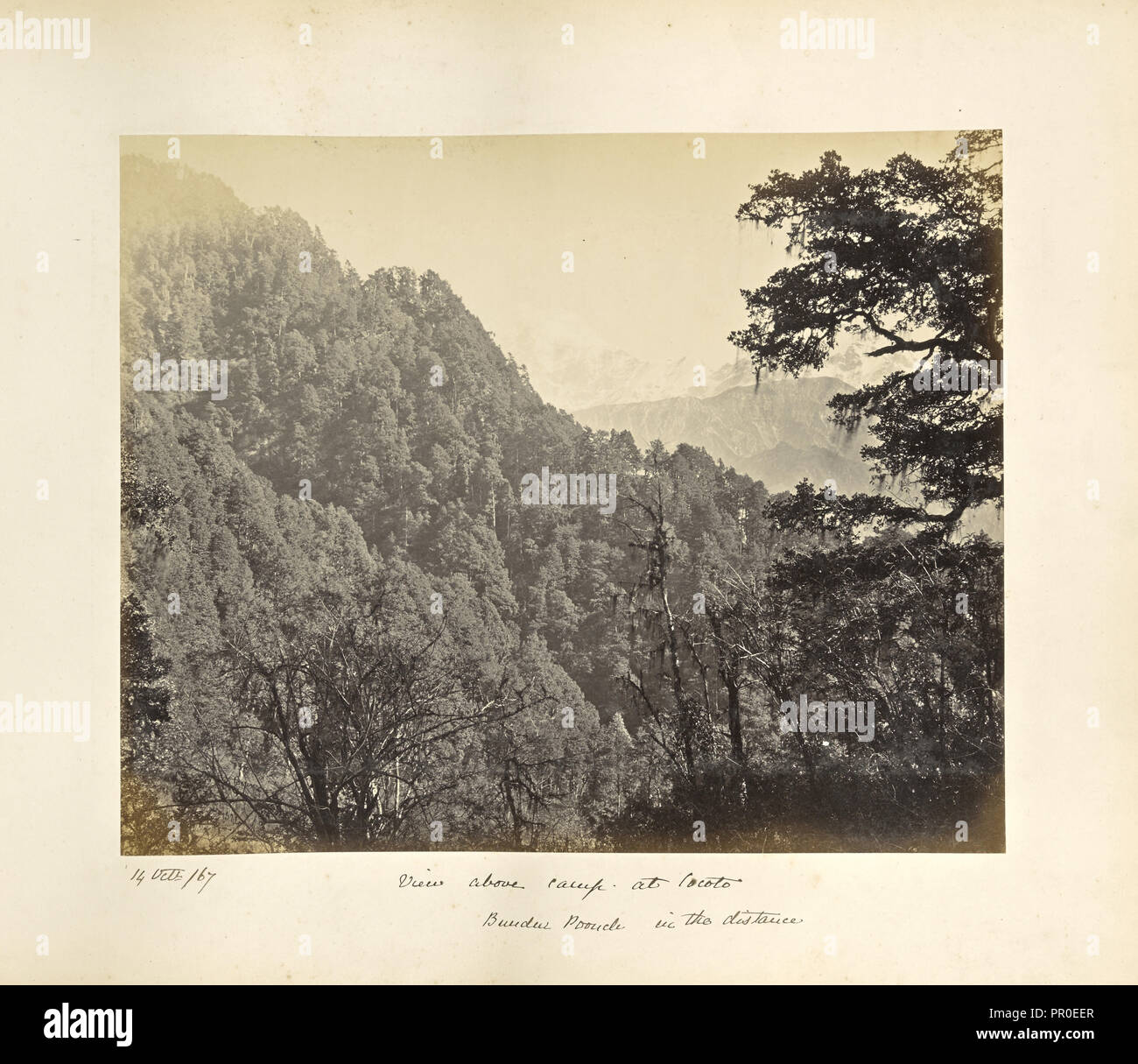 Bunderpoonch, a peep from the heights above Agora; Samuel Bourne, English, 1834 - 1912, Uttarakhand, India, Asia; October 14 Stock Photo