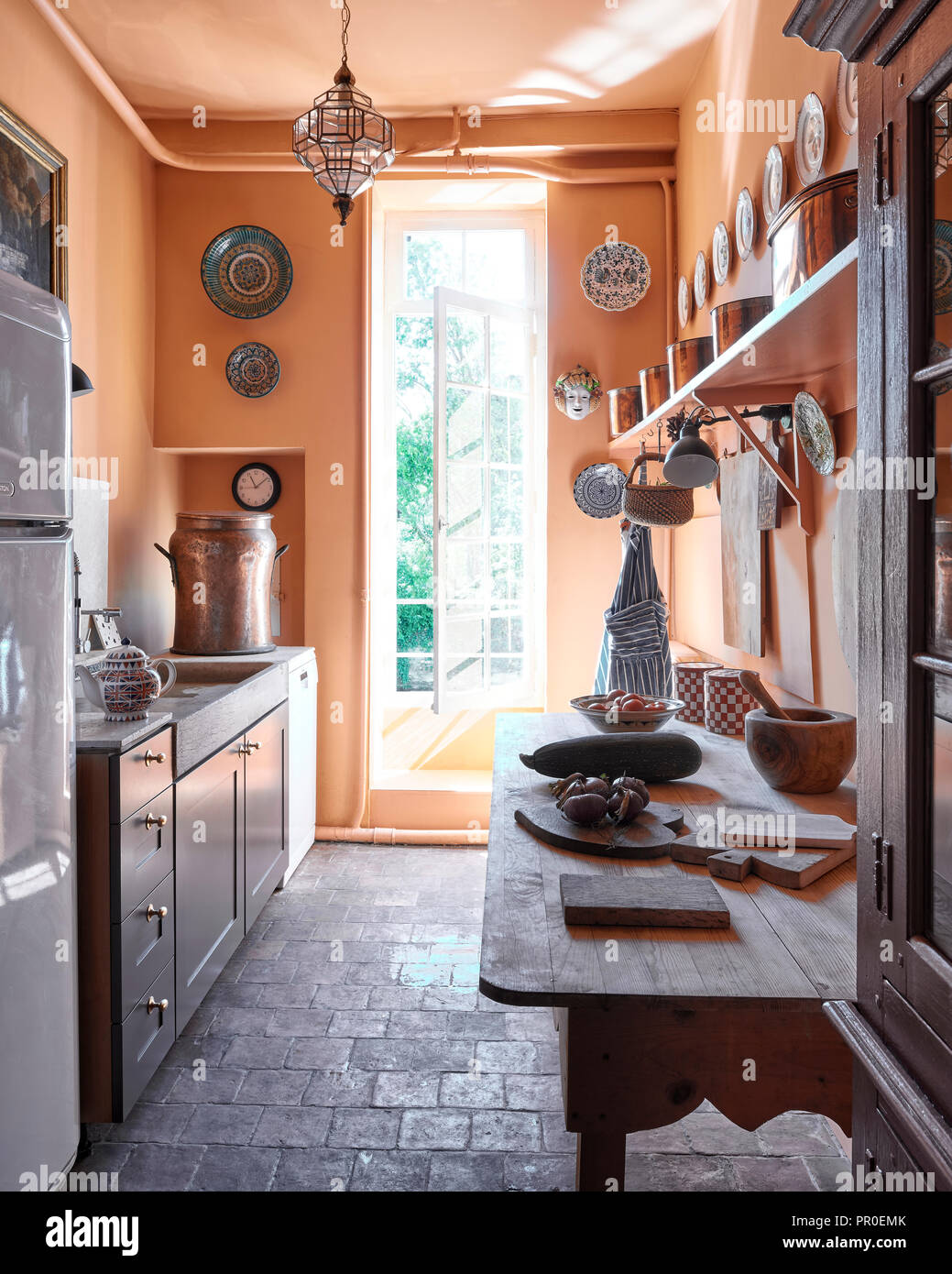 Simple rustic farmhouse kitchen Stock Photo