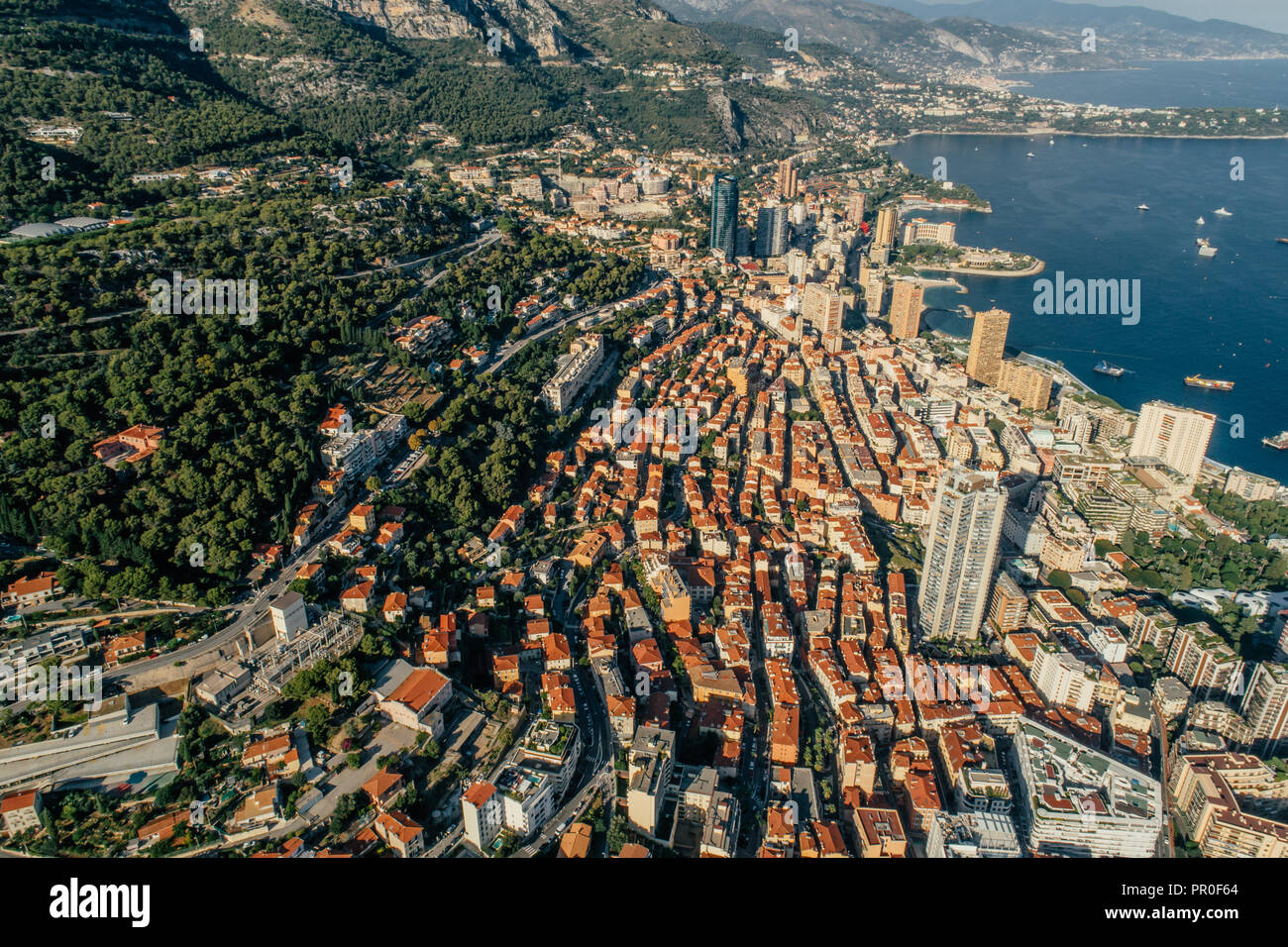 Monaco Monte-Carlo city riviera Drone summer photo Stock Photo - Alamy