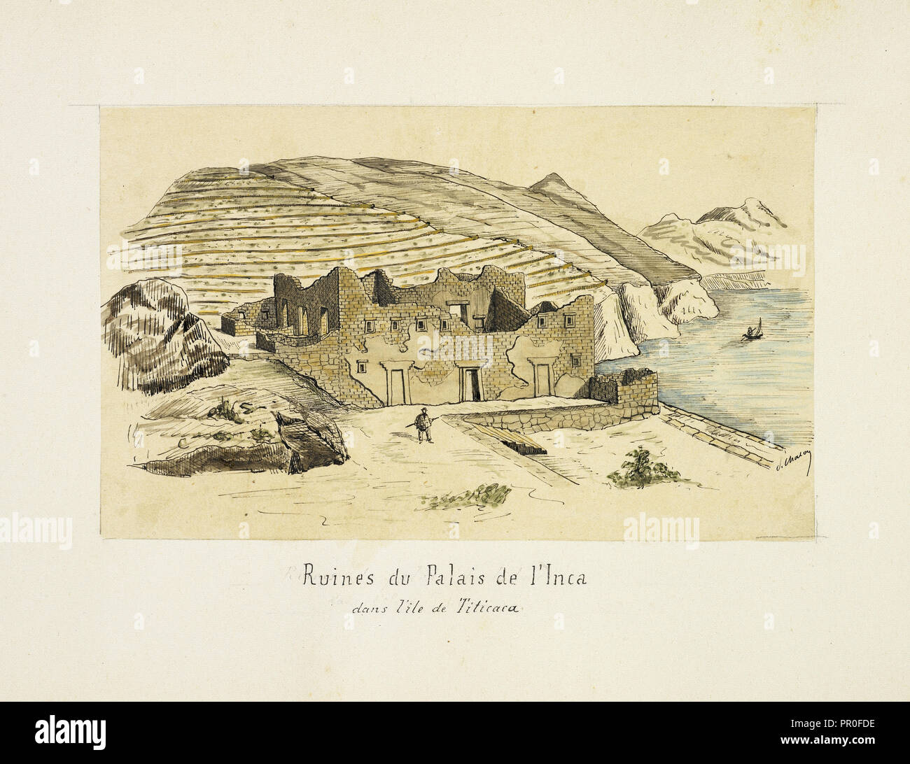 Ruines du Palais de l'Inca, Views of Inca and pre-Inca sites, Chalon, Paul Fédéric, 1846-1919, Lithography, 1872-1880, Album Stock Photo