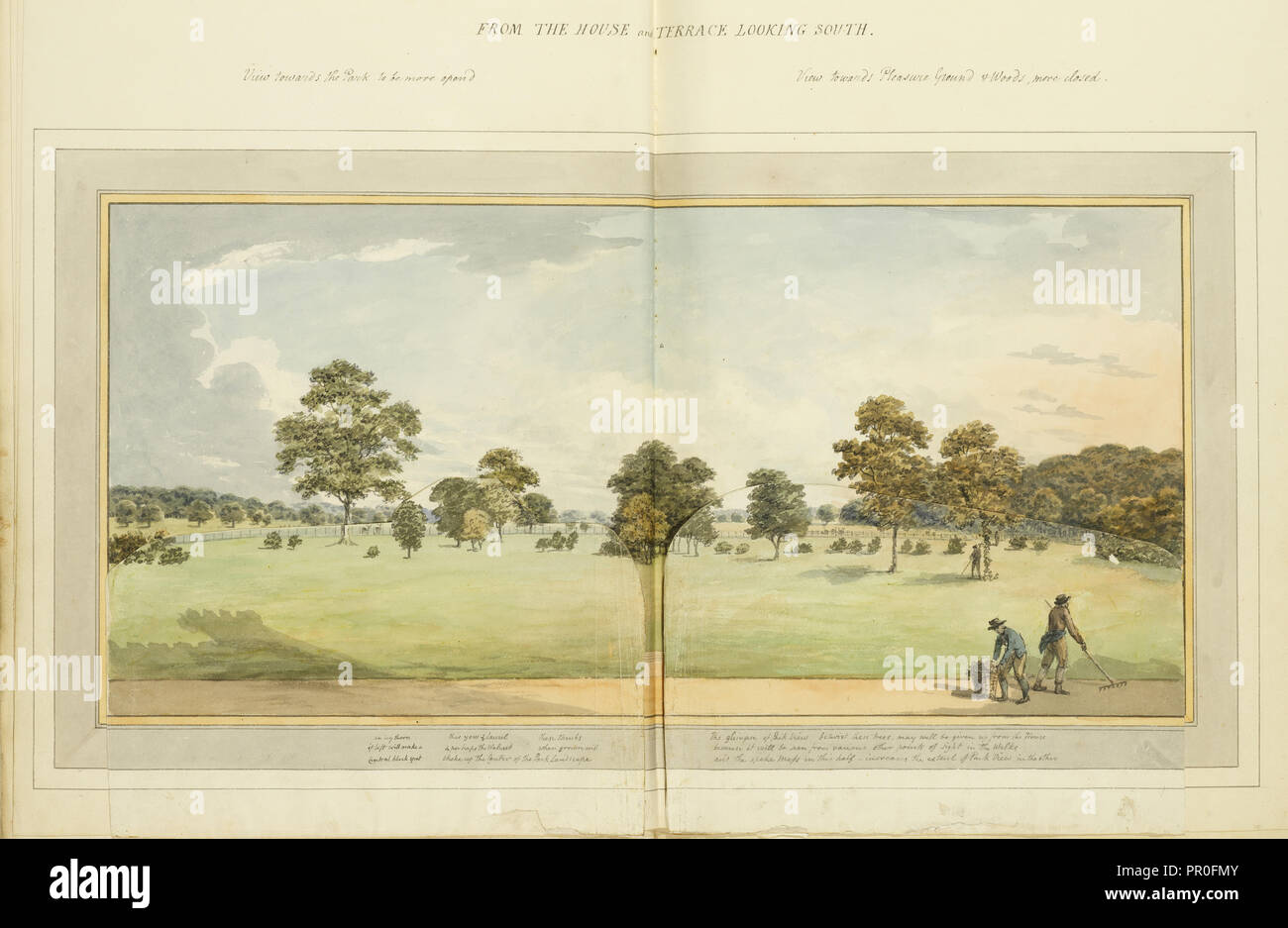 From the house and terrace looking south: overlay up, Humphry Repton architecture and landscape designs, 1807-1813, Report Stock Photo
