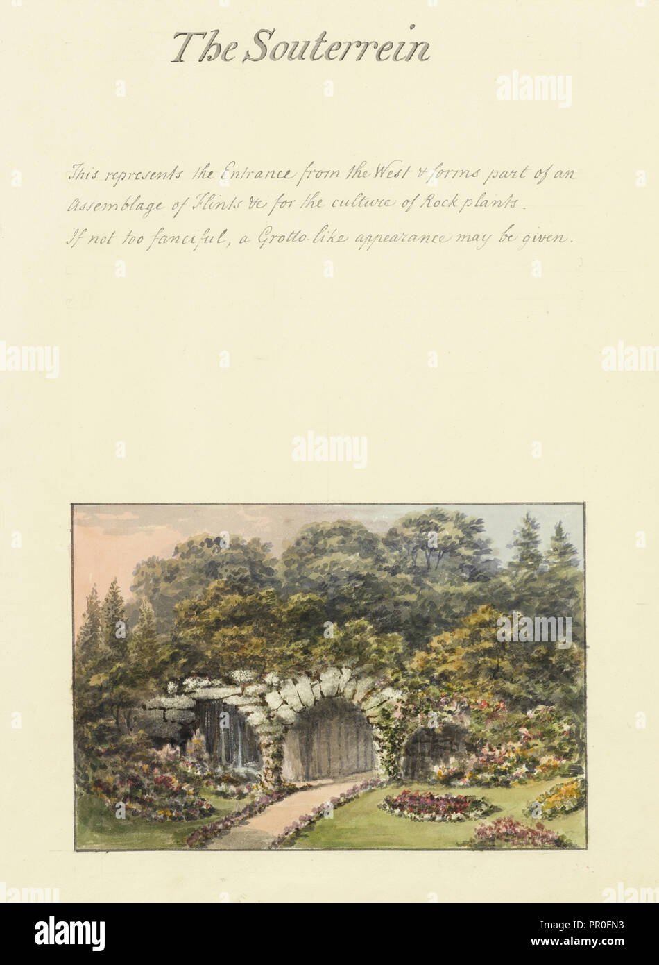 The souterrein, Humphry Repton architecture and landscape designs, 1807-1813designs, Report concerning the gardens at Ashridge Stock Photo