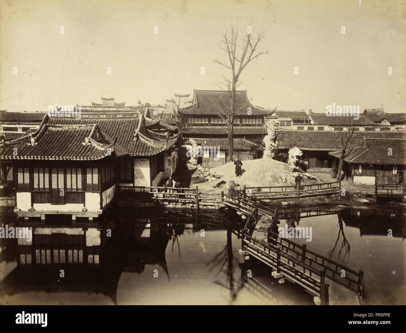 Shanghai, Bird-singing competition at the tea pavilion near the City God Temple, Shanghai, Views of 19th-century Shanghai Stock Photo