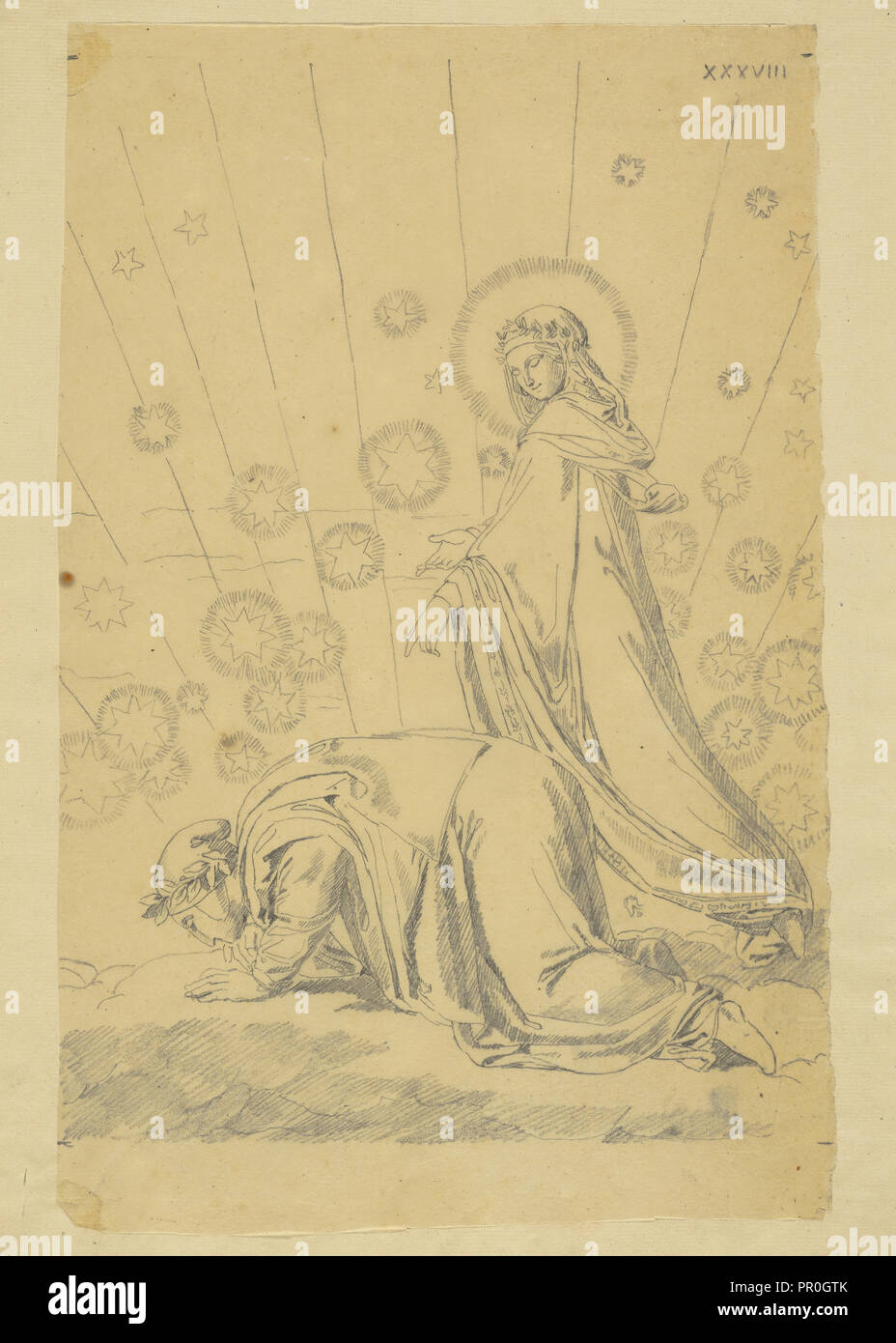 Canto XXVIII? Illustrations to Dante's Paradiso, Nenci, Francesco, 1782-1850, Pencil on tracing paper, between ca. 1830 Stock Photo