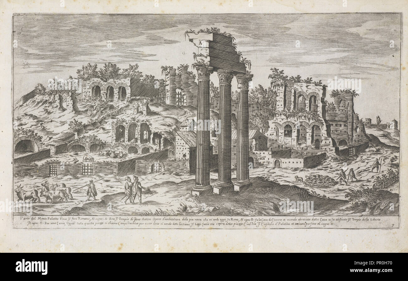 Parte del monis palatino verso il foro romano, I vestigi dell' antichità di Roma, Du Pérac, Etienne, d. 1604, Engraving, 1575 Stock Photo