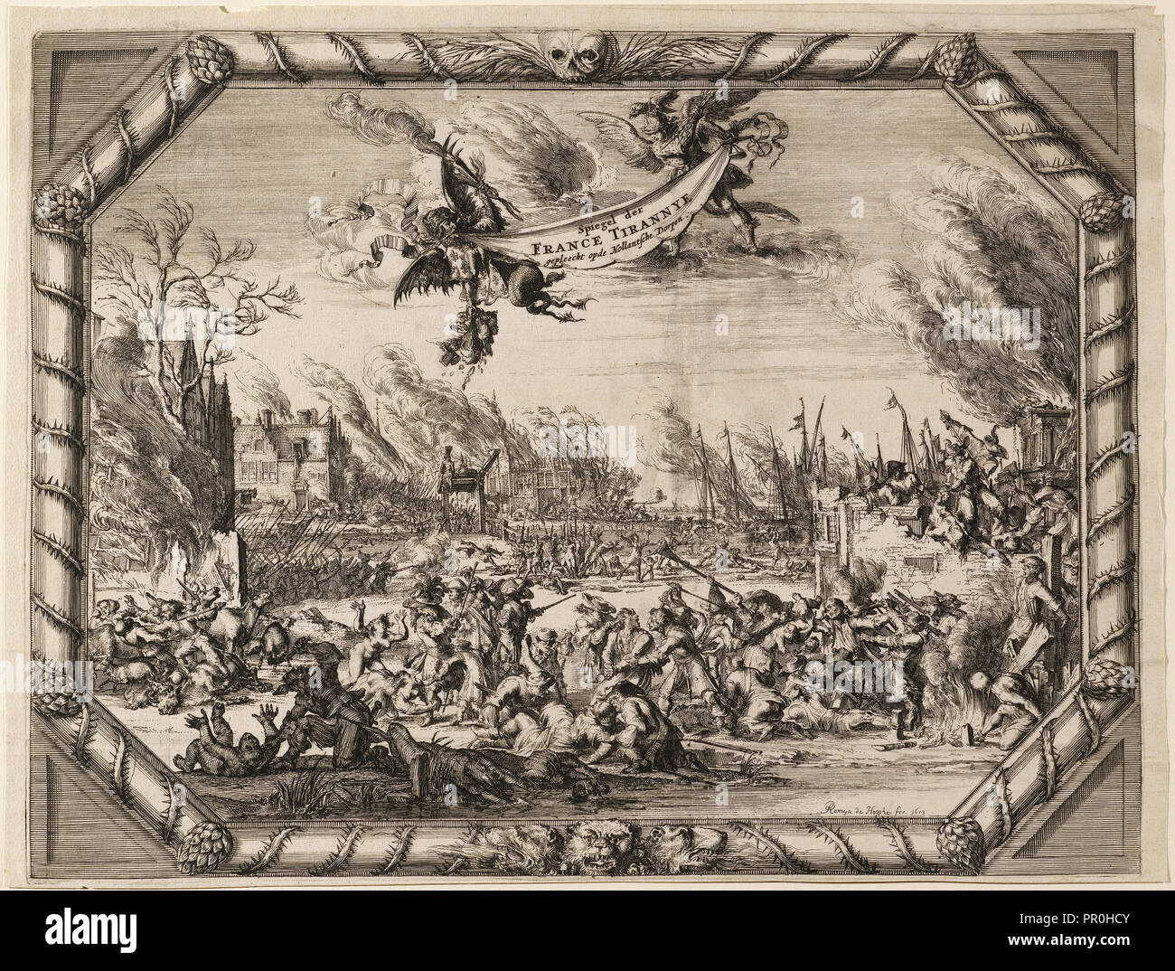 Spiegel der FRANCE TIRANNYE gepleecht opde Hollantsche Dorpen, Romeyn de Hooghe etchings, 1667-ca. 1700., de Hooghe, Romeyn Stock Photo