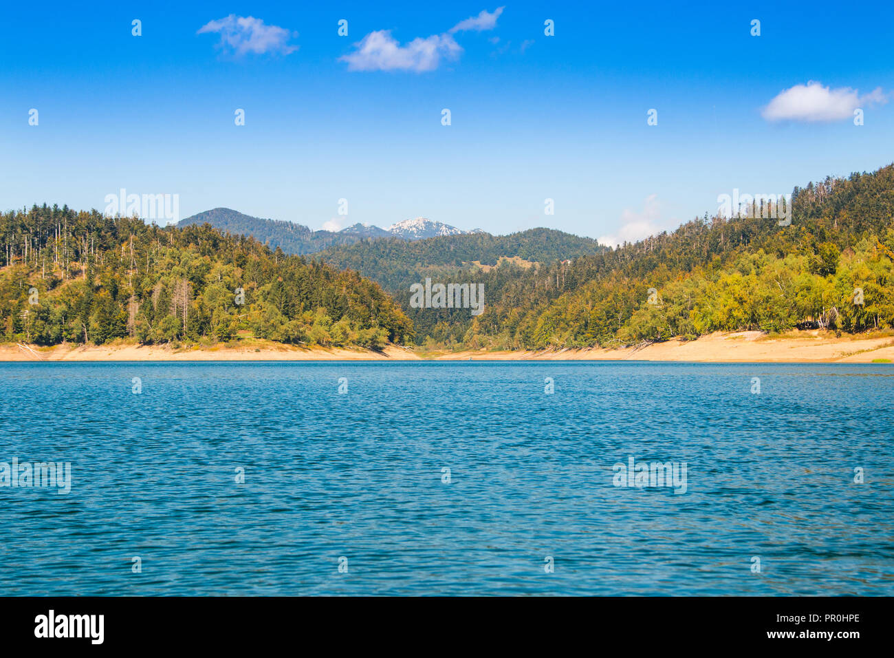 Croatian mountains, Risnjak and beautiful blue Lokvarsko lake, Lokve, Gorski kotar, Croatia Stock Photo