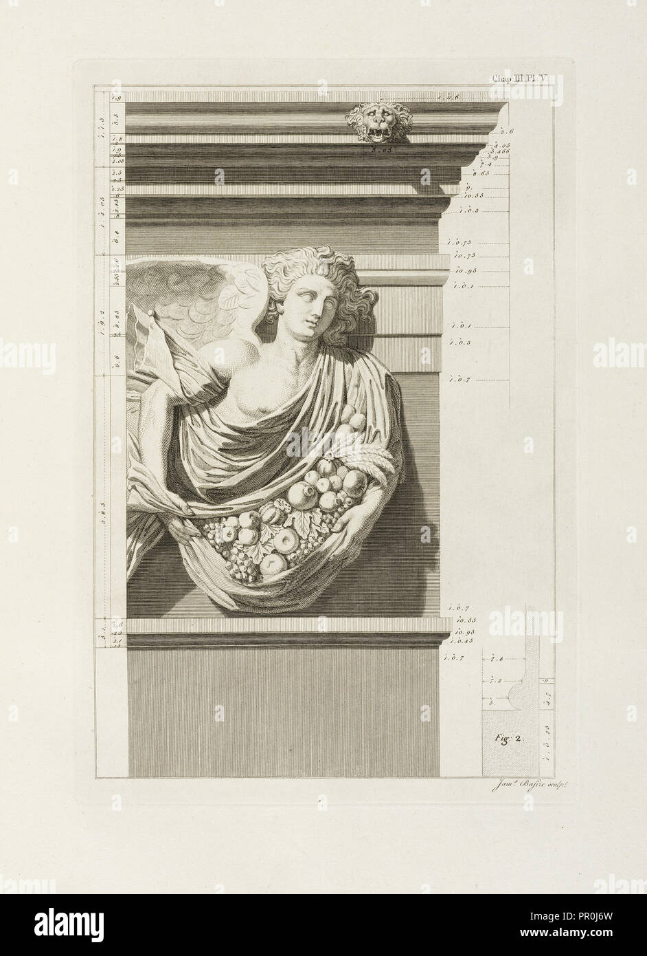 The external mouldings of the Tower of the Winds, The antiquities of Athens, Basire, James, the Elder, 1730-1802, Revett Stock Photo