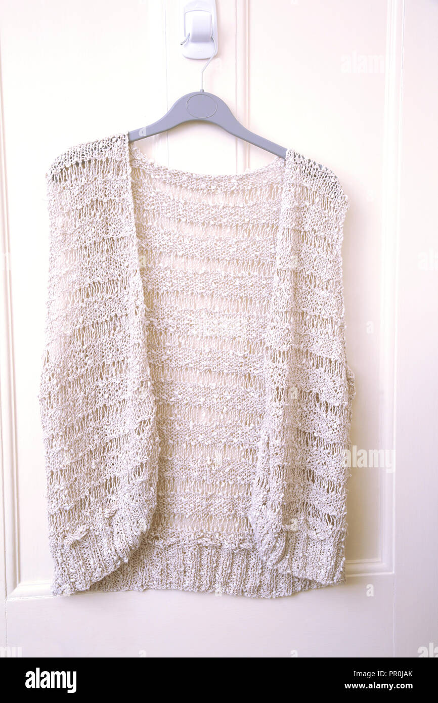 Handmade Crochet Sleeveless Cardigan Stock Photo