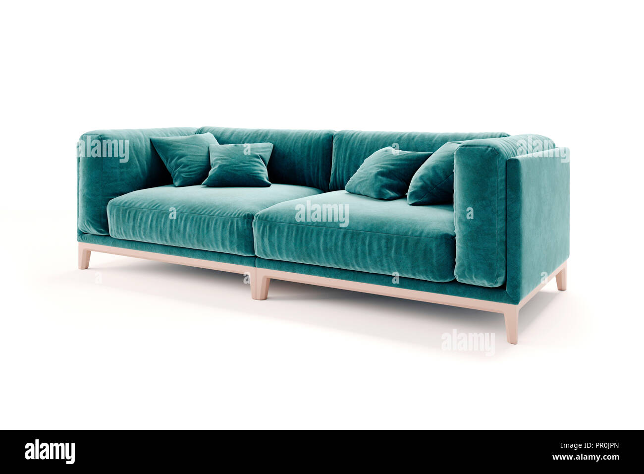 3d beautiful green sofa on white background Stock Photo