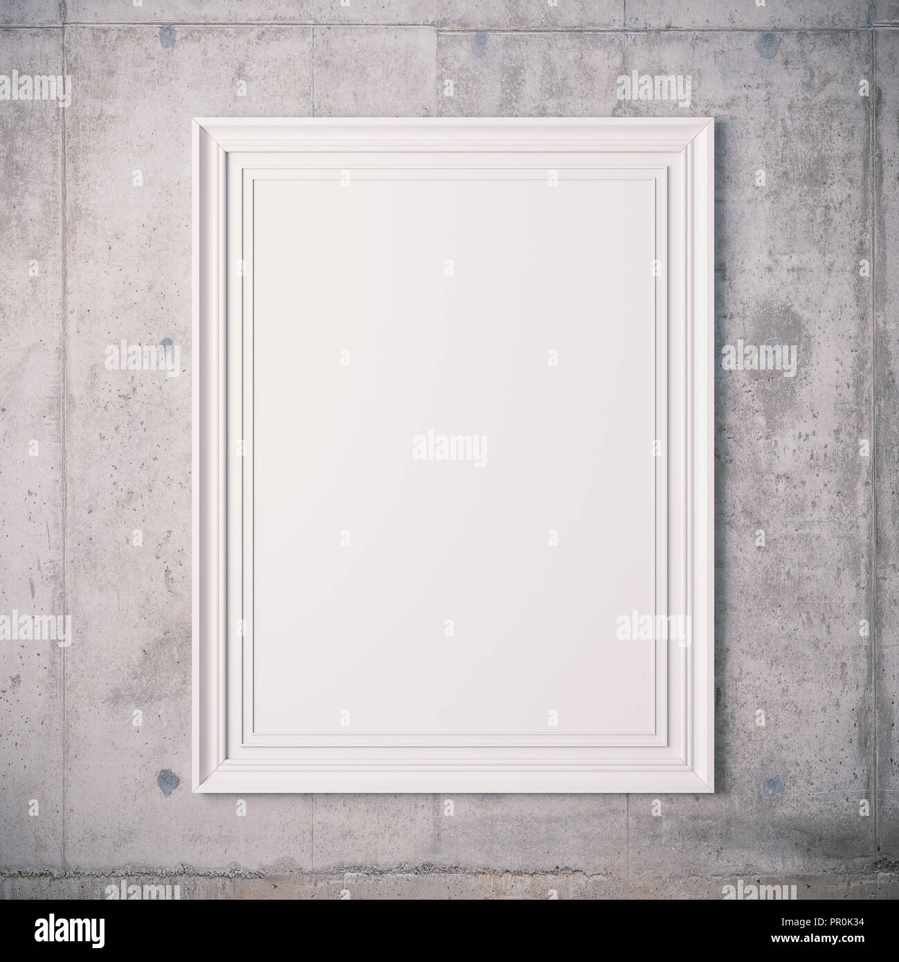3d blank frame poster on concrete wall Stock Photo