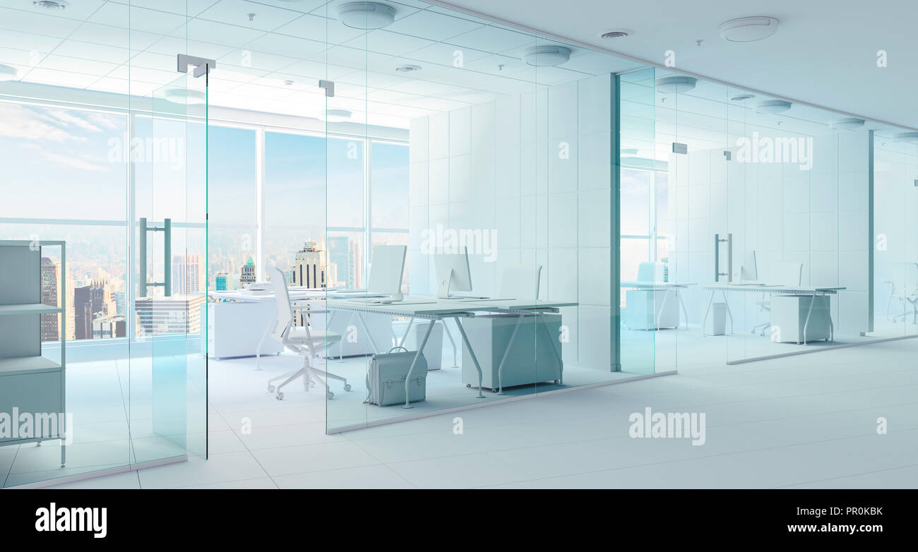 3d modern office interior render Stock Photo