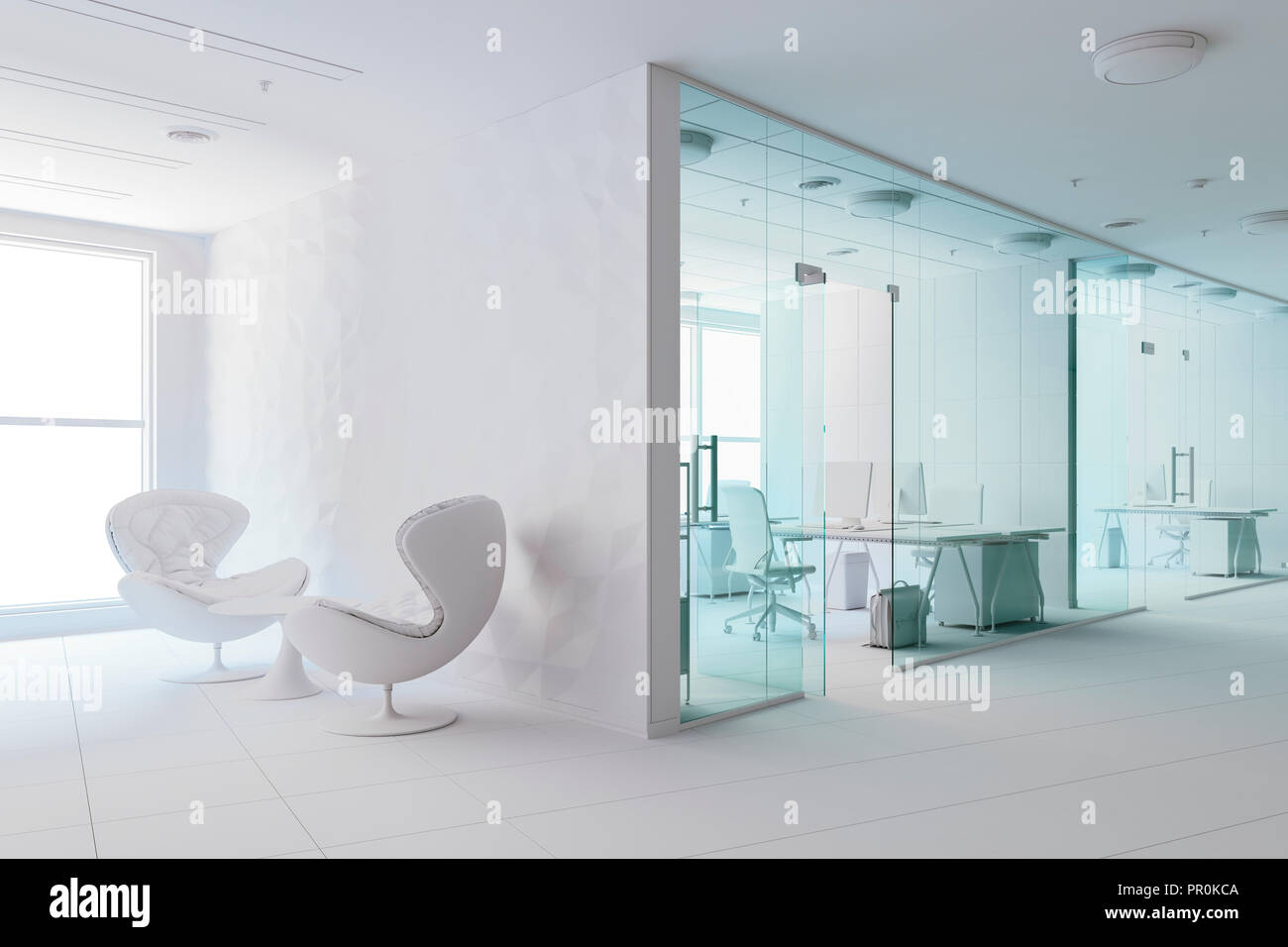3d modern office interior render Stock Photo