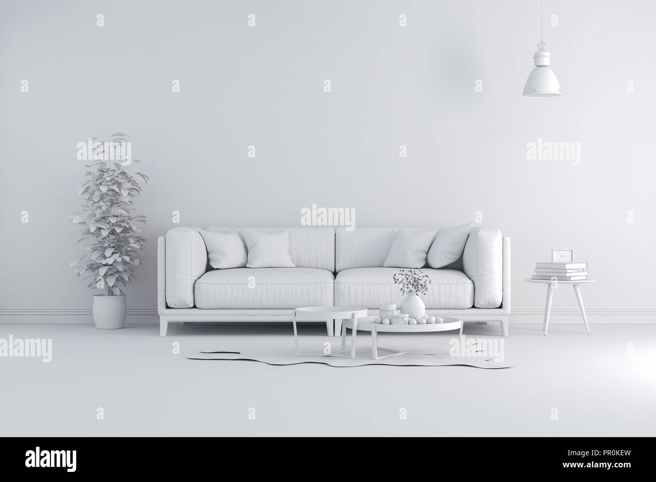 3d render of beautiful clean white interior Stock Photo - Alamy