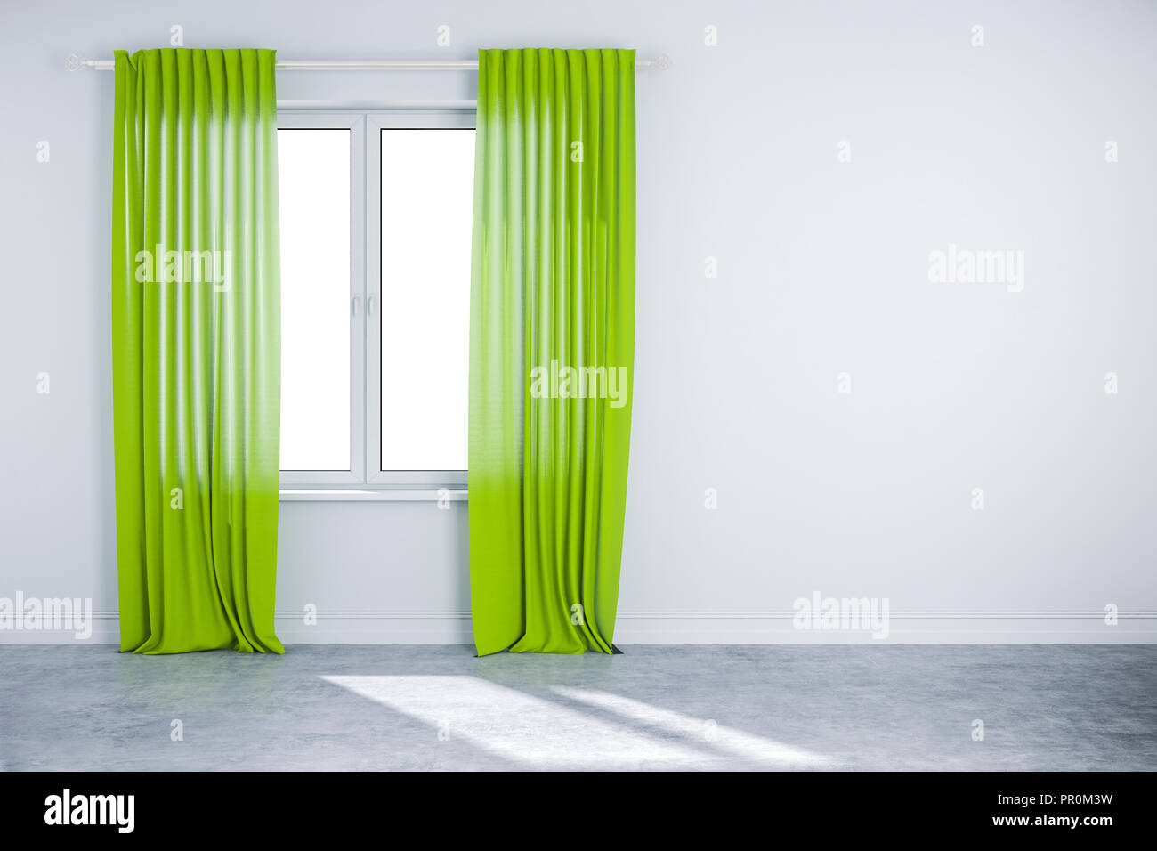 Window And Certain 3d interior wall with window and curtain Stock Photo - Alamy