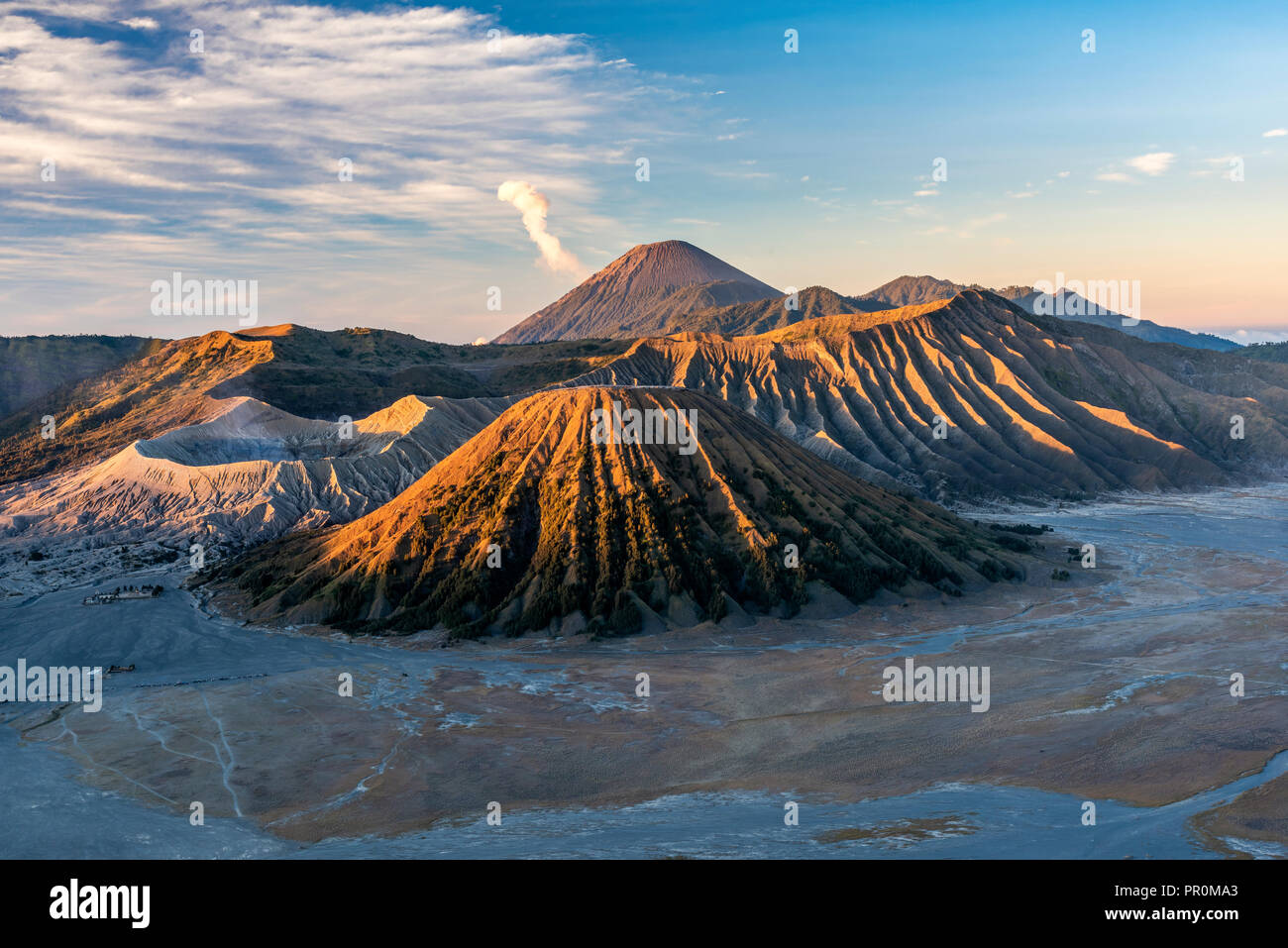 Mountains Bromo, Semeru, Batok and Widodaren, Bromo Tengger Semeru National Park, Java, Indonesia Stock Photo