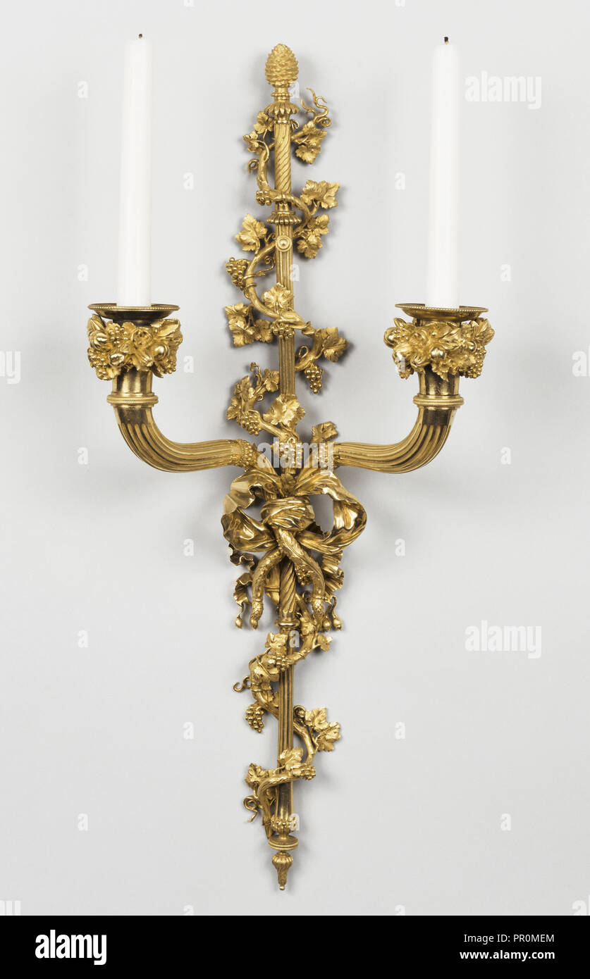 Set of Four Wall Lights; Model by Claude-Jean Pitoin, French, active about 1777 - 1784, master 1778), casting and chasing Stock Photo