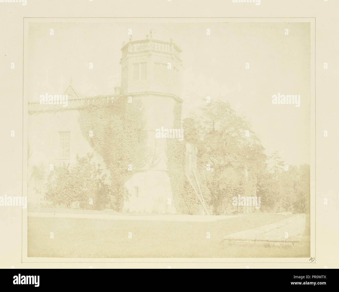The Tower of Lacock Abbey; William Henry Fox Talbot, English, 1800 - 1877, Reading, England; 1844; Salted paper print Stock Photo