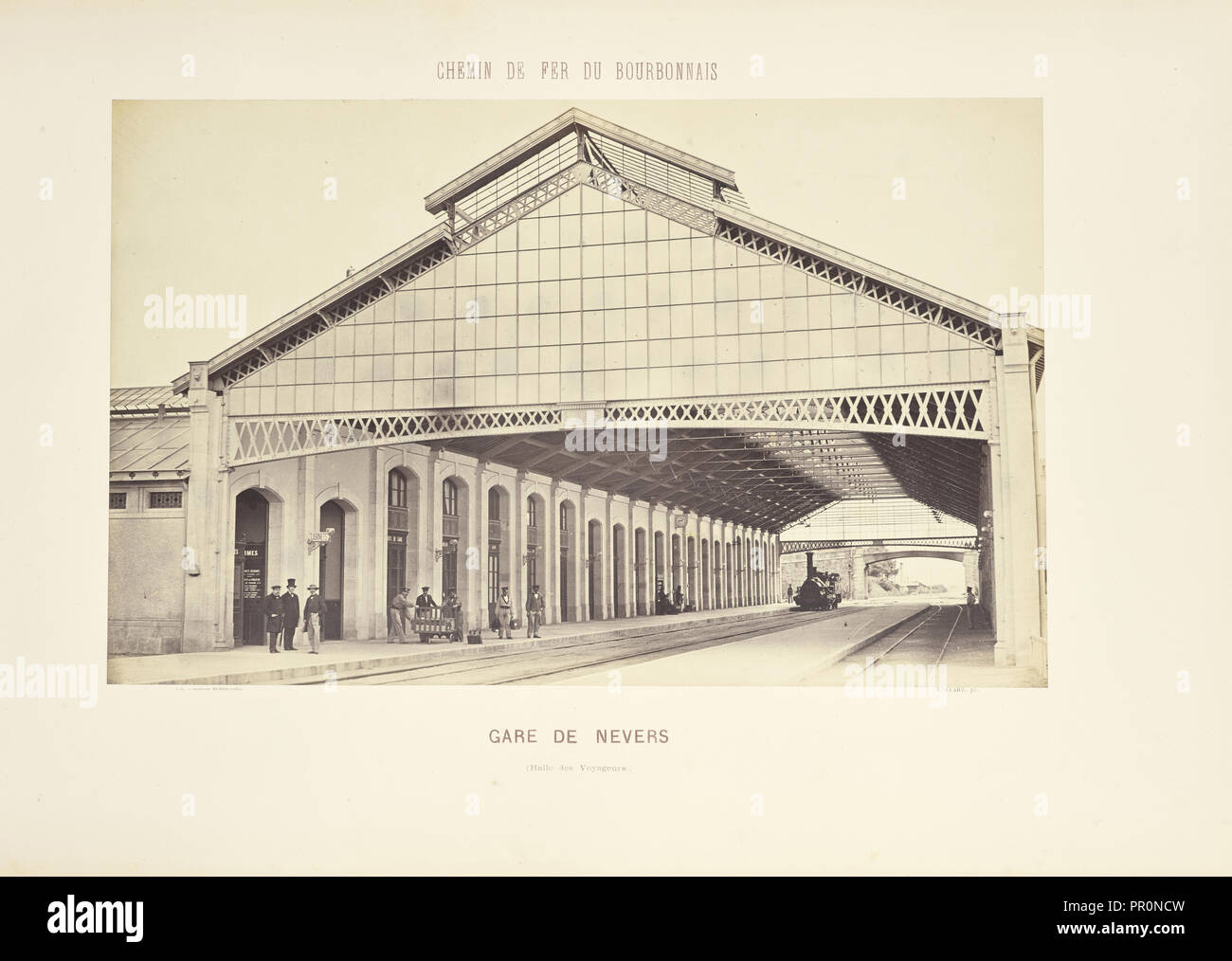 Nevers Station; Auguste Hippolyte Collard, French, 1812 - 1885,1897, Paris, France, Europe; 1860 - 1863; Albumen silver print Stock Photo