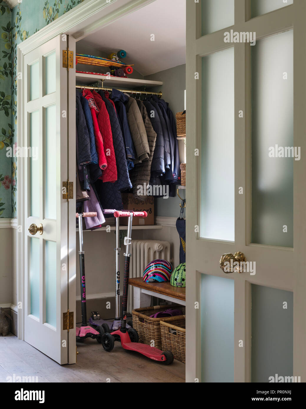Cloakroom with coats hi res stock photography and images Alamy