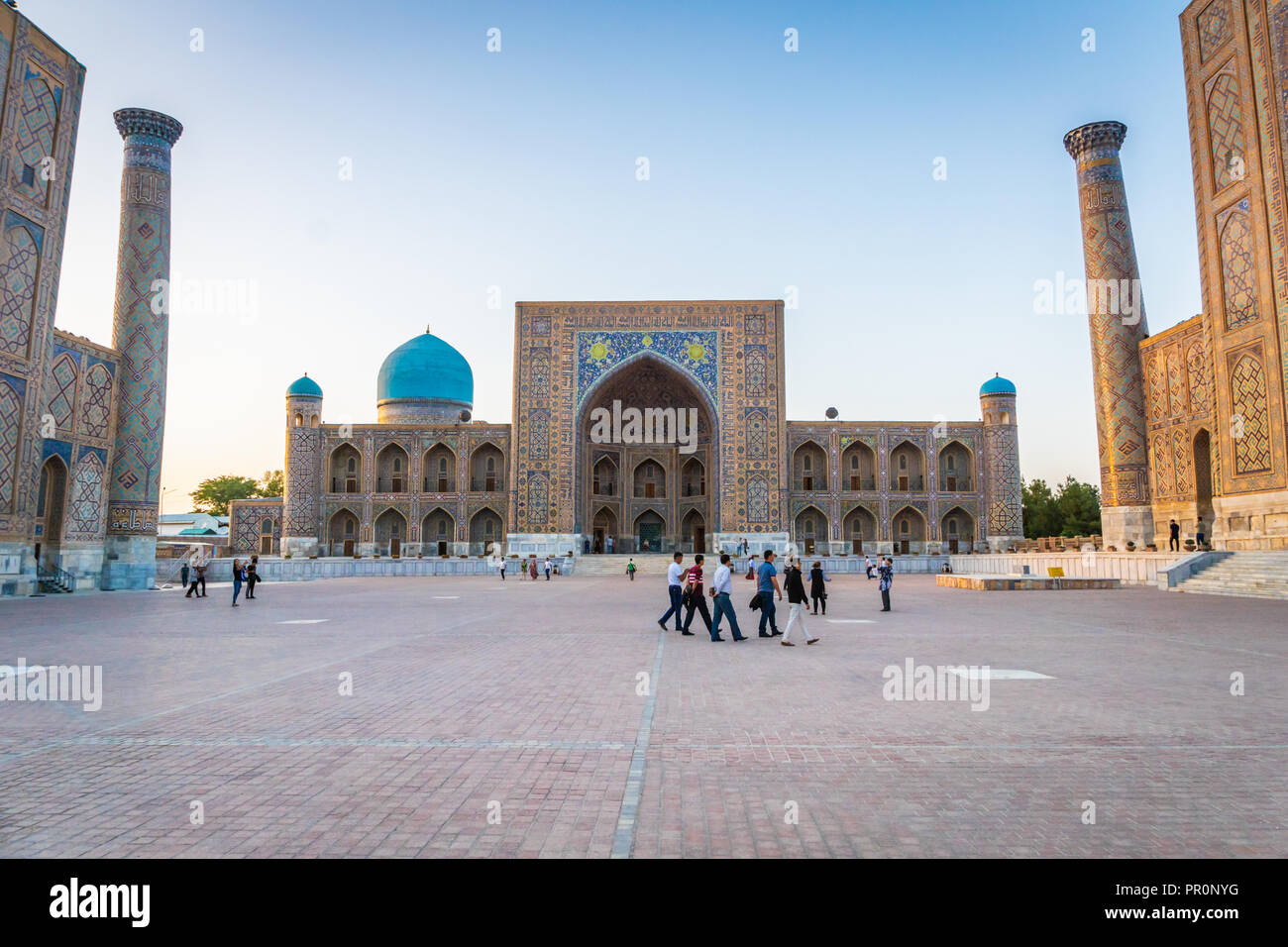 Samarkand, Uzbekistan - September, 2018: The Registan square in Samarkand, Uzbekistan. Registan is famous for its beautiful architecture and colorful Stock Photo