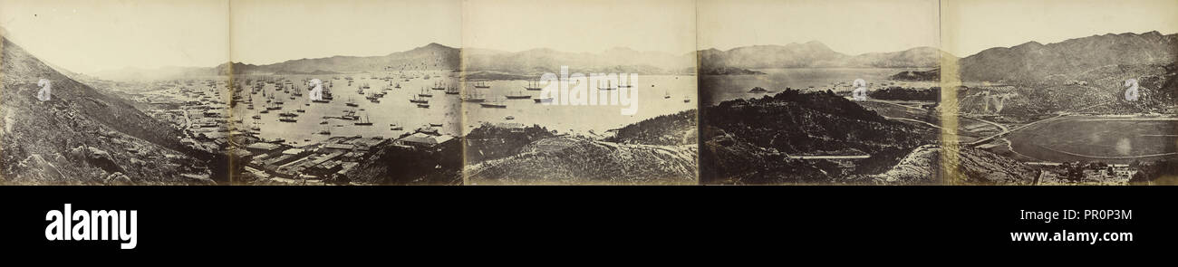 Panorama of Hong Kong, taken from Happy Valley; Felice Beato, 1832 - 1909, Henry Hering, 1814 Stock Photo