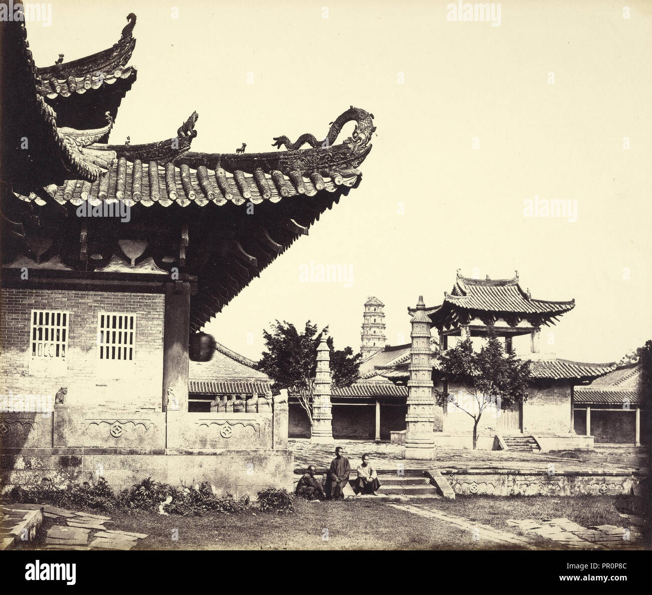 Temple of the Tartar Quarter, Canton; Felice Beato, 1832 - 1909, Henry Hering, 1814 - 1893 Stock Photo