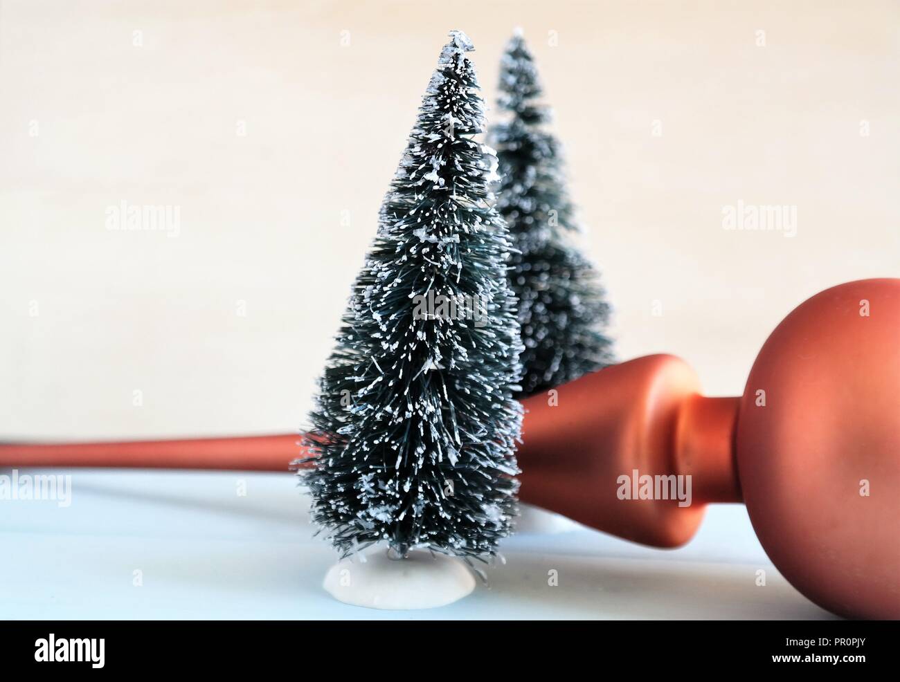 winter holidays, christmas tree and peak ornament Stock Photo