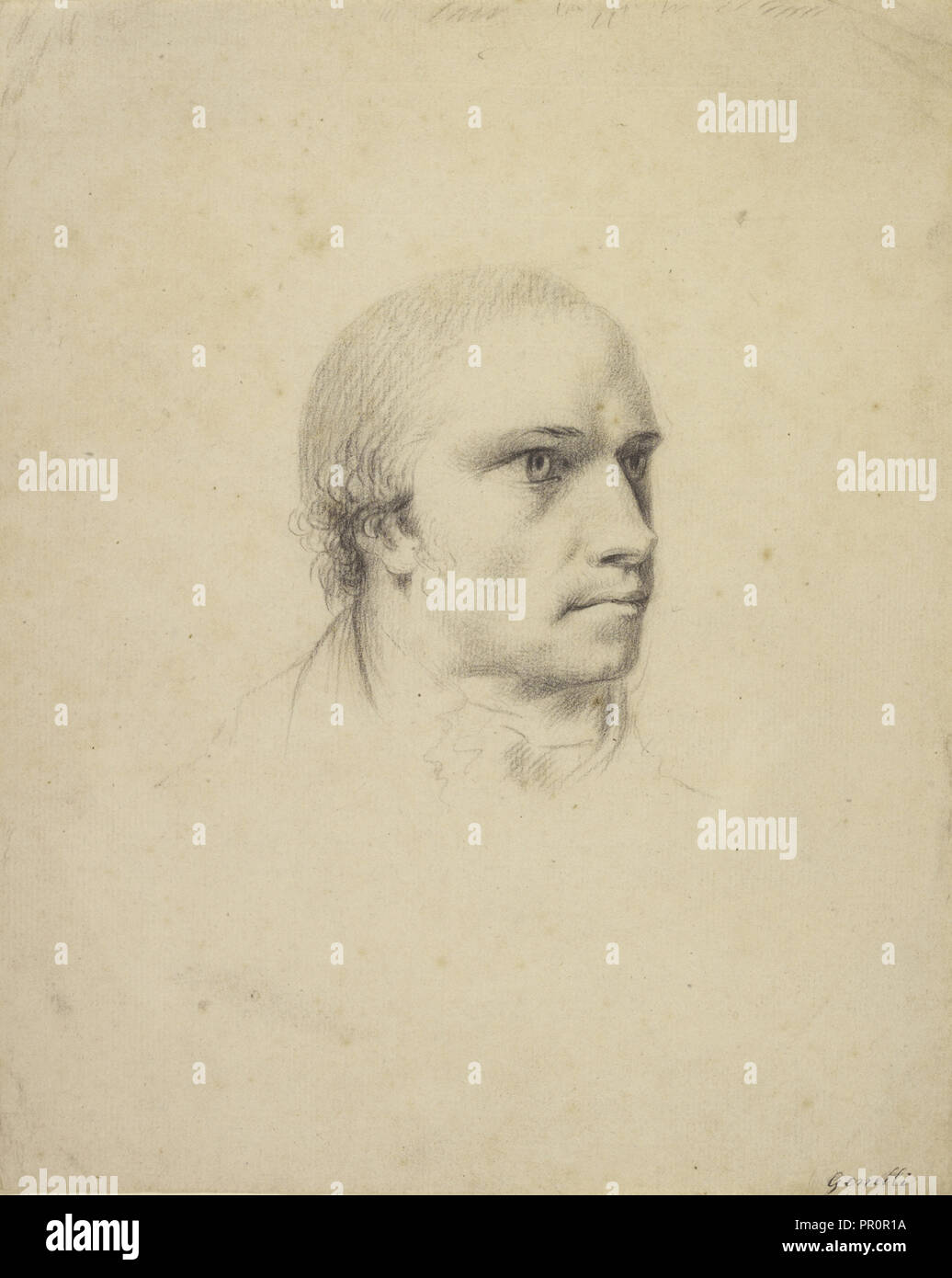 Portrait of Antonio Canova; Johann Heinrich Wilhelm Tischbein, German, 1751 - 1829, Italy; 1787; Black chalk; 23.5 x 19 cm Stock Photo