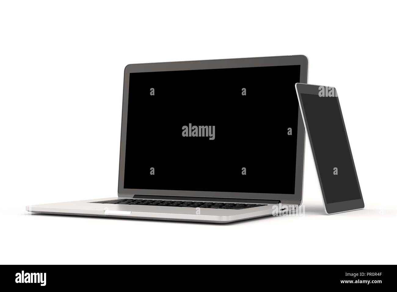 3d laptop and tablet on white background Stock Photo