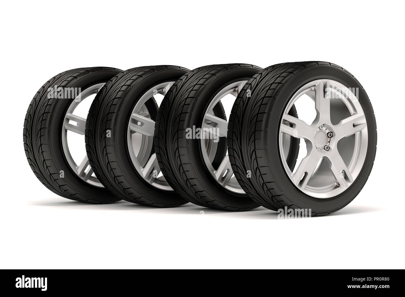 3d tires and alloy wheel on white background Stock Photo - Alamy