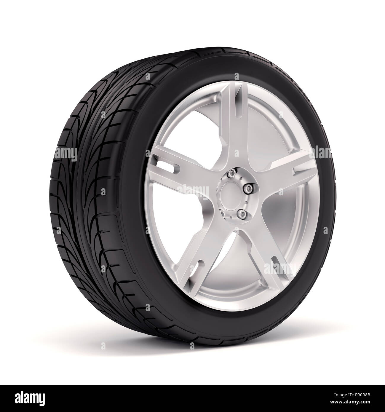 3d tire and alloy wheel on white background Stock Photo - Alamy