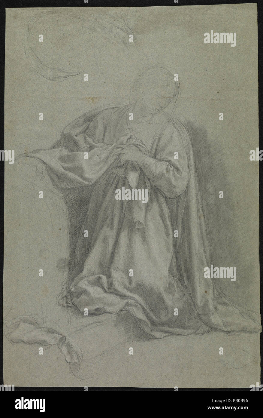 The Virgin Annunciate; Francisco Bayeu y Subias, Spanish, 1734 - 1795, Spain; about 1769; Black chalk with touches of white Stock Photo