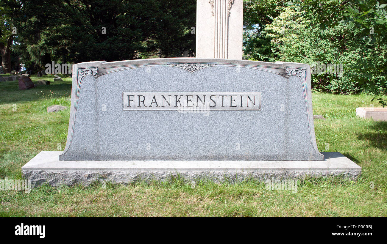 Frankenstein grave in a cemetary in Canton, Ohio Stock Photo