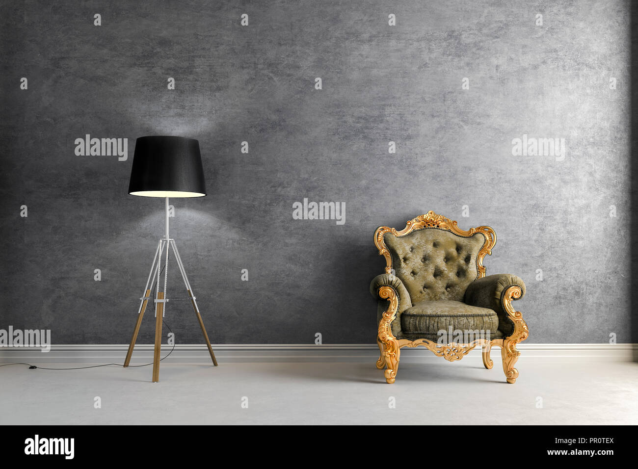 3d vintage arm chair interior render Stock Photo - Alamy