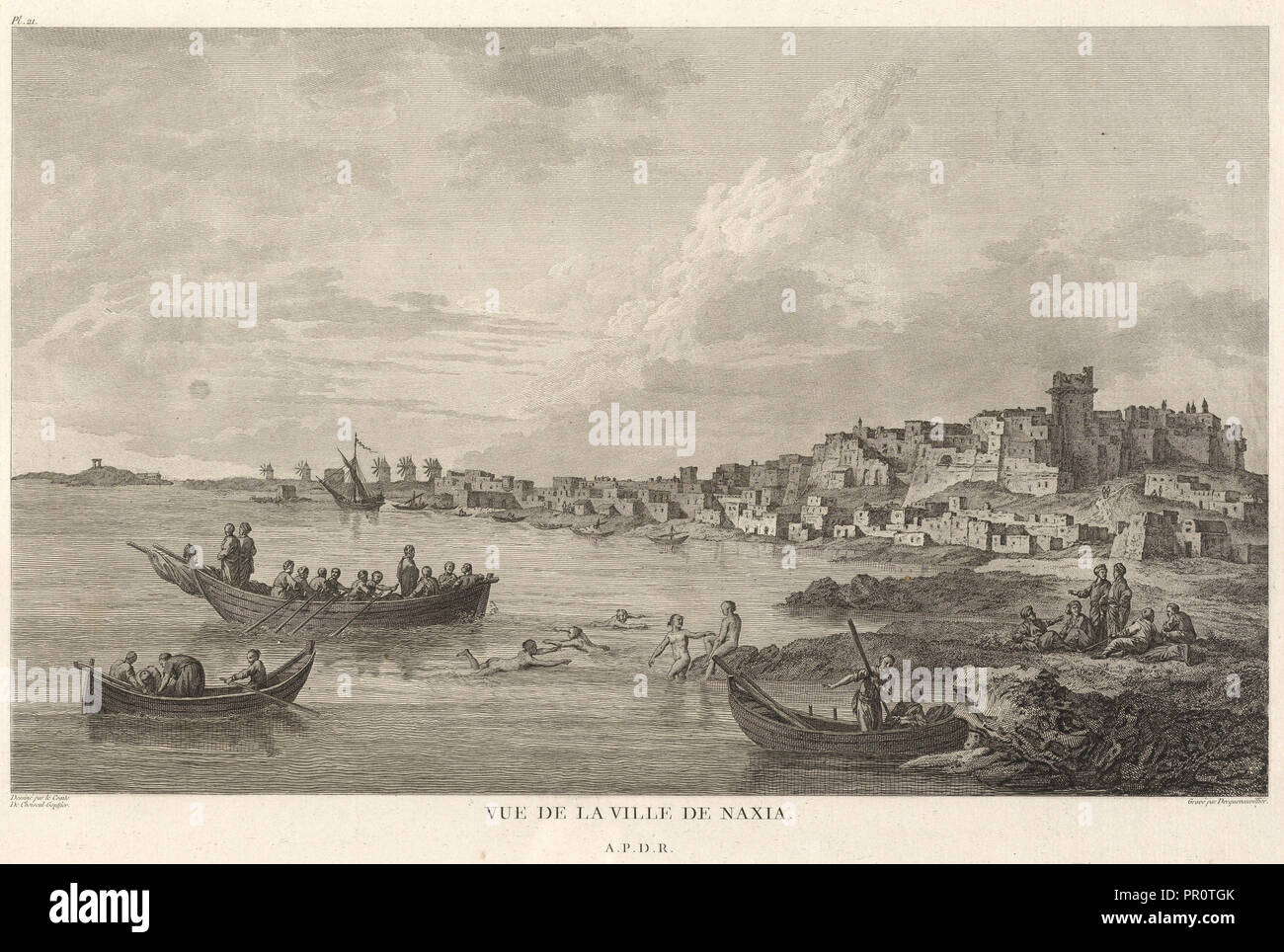 Vue de la Ville de Naxia, Voyage Pittoresque de la Grece, Barbié du Bocage, Jean Denis, 1760-1825, Choiseul-Gouffier, Marie Stock Photo
