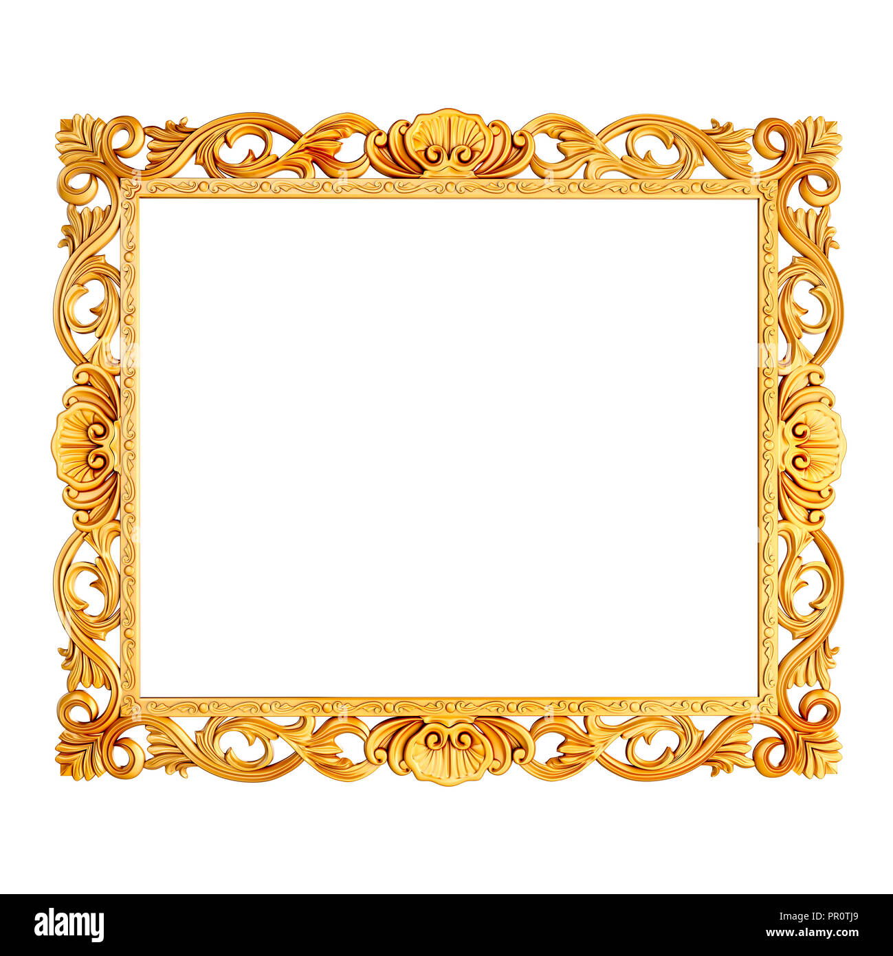 3d golden vintage classic frame on white background Stock Photo Alamy