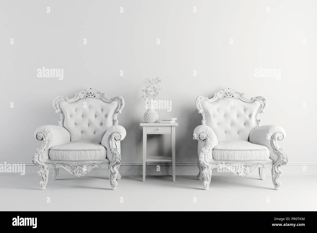 3d vintage arm chair interior render Stock Photo - Alamy