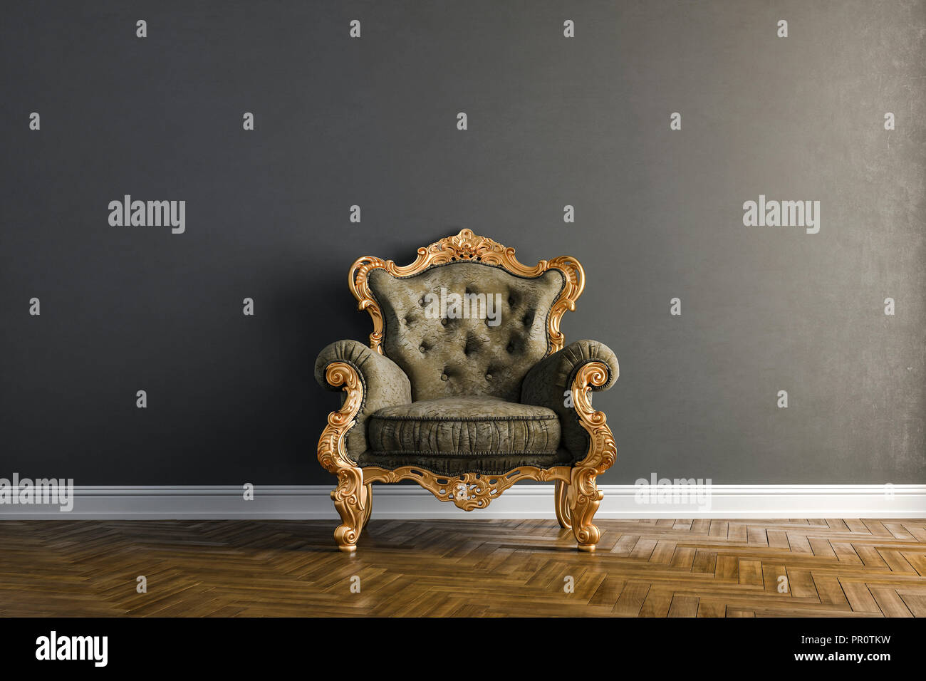 3d vintage arm chair interior render Stock Photo - Alamy
